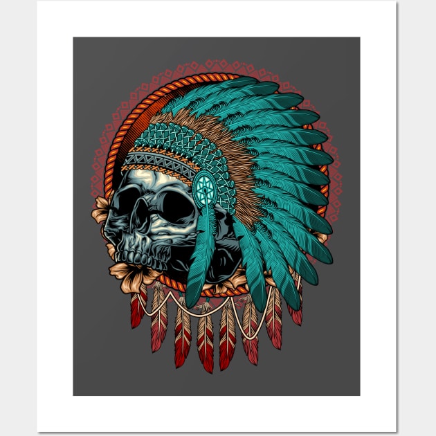 Indian Skull Head Wall Art by FirmanHatibu123